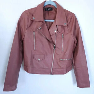 Moto jacket mauve pink with asymmetrical‎ Front Zipper size medium